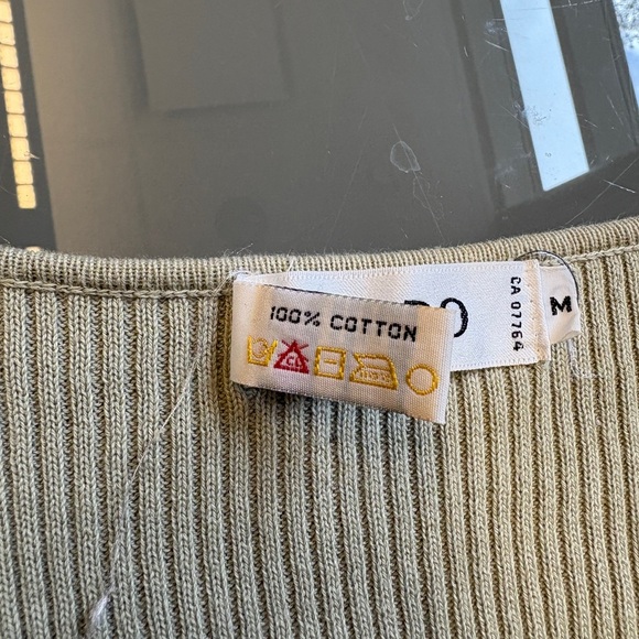 Bedo 100% Cotton sage rib knit button up Sleeveless Vest women's size Medium - Picture 6 of 8